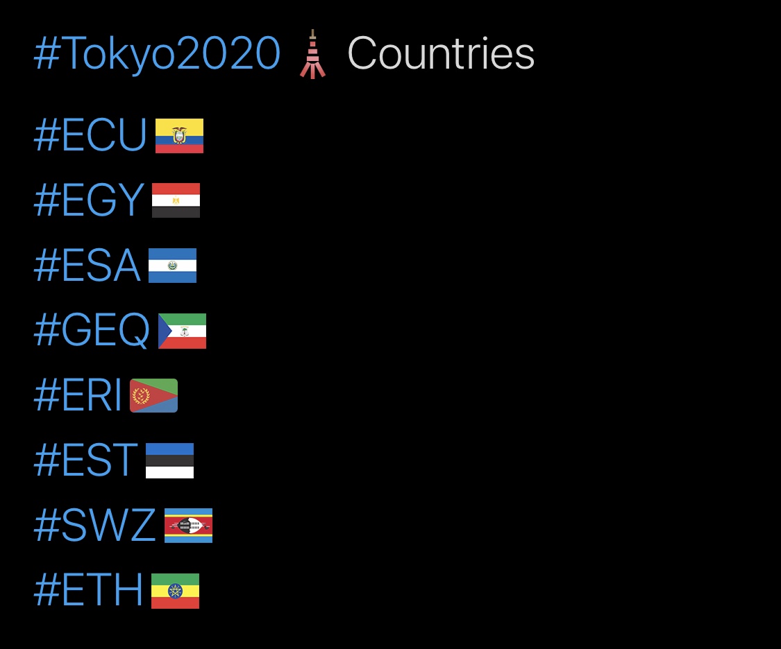 Tokyo 2020 Olympics Hashtags, E