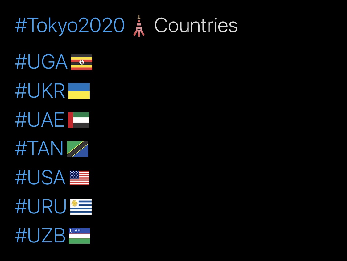 Tokyo 2020 Olympics Hashtags, U