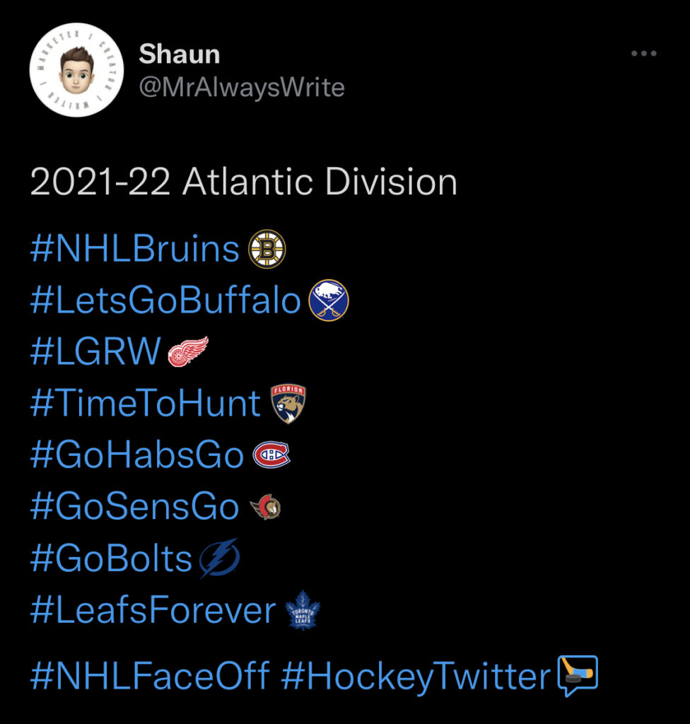 Mr. Always Write, NHL Twitter Hashtags